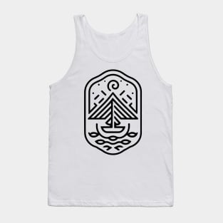 Floating Boat On a Lake (Black)" Tank Top